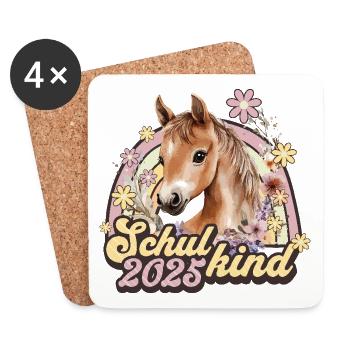 School Child 2025 Horse School Enrollment School Student - Coasters (set of 4) - white - Front