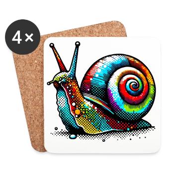 Schnecke - Untersetzer (4er-Set) - Weiß - Vorne