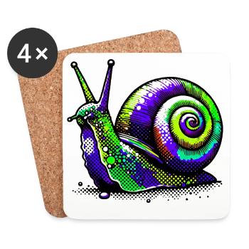 Schnecke - Untersetzer (4er-Set) - Weiß - Vorne