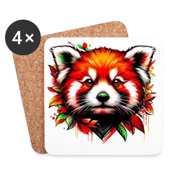 Kleiner Panda - Untersetzer (4er-Set) - Weiß - Vorne