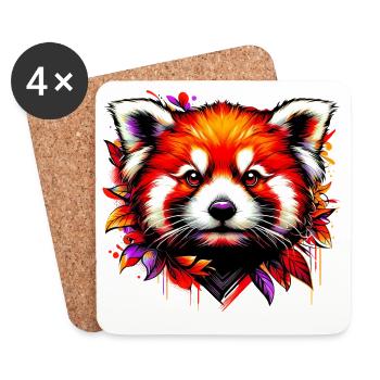 Kleiner Panda - Untersetzer (4er-Set) - Weiß - Vorne