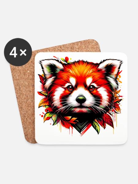 Red panda - Coasters (set of 4) - white