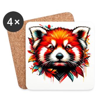 Petit panda - Dessous de verre (lot de 4) - blanc - Devant