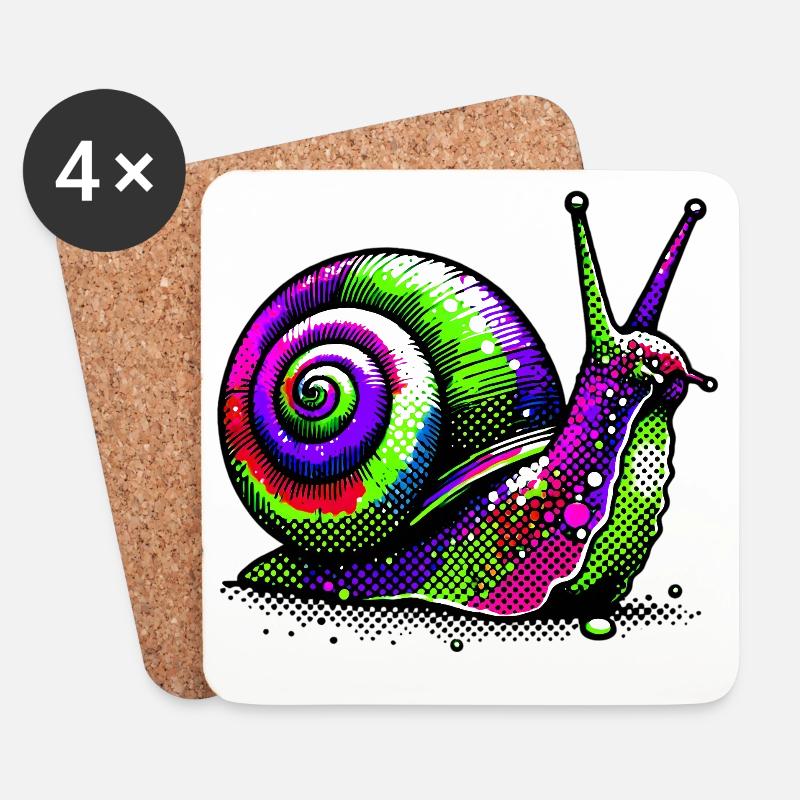Schnecke - Untersetzer (4er-Set) - Weiß