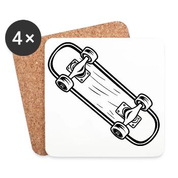 Skateboard Cartoon Style - Coasters (set of 4) - white - Front