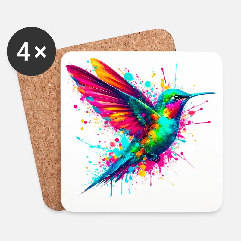 Kolibri - Untersetzer (4er-Set) - Weiß