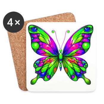 Schmetterling - Untersetzer (4er-Set) - Weiß - Vorne