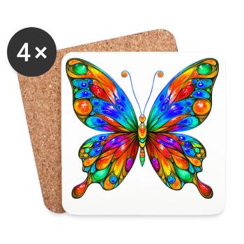 Schmetterling - Untersetzer (4er-Set) - Weiß - Vorne