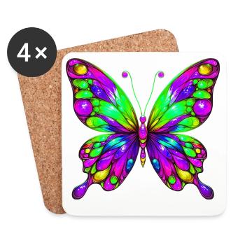 Schmetterling - Untersetzer (4er-Set) - Weiß - Vorne