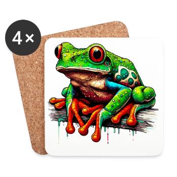 Grenouille - Dessous de verre (lot de 4) - blanc - Devant