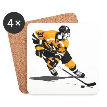 Joueur de hockey sur glace - Dessous de verre (lot de 4) - blanc - Devant
