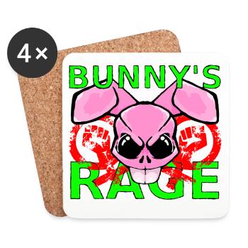 Raging Bunny - Untersetzer (4er-Set) - Weiß - Vorne