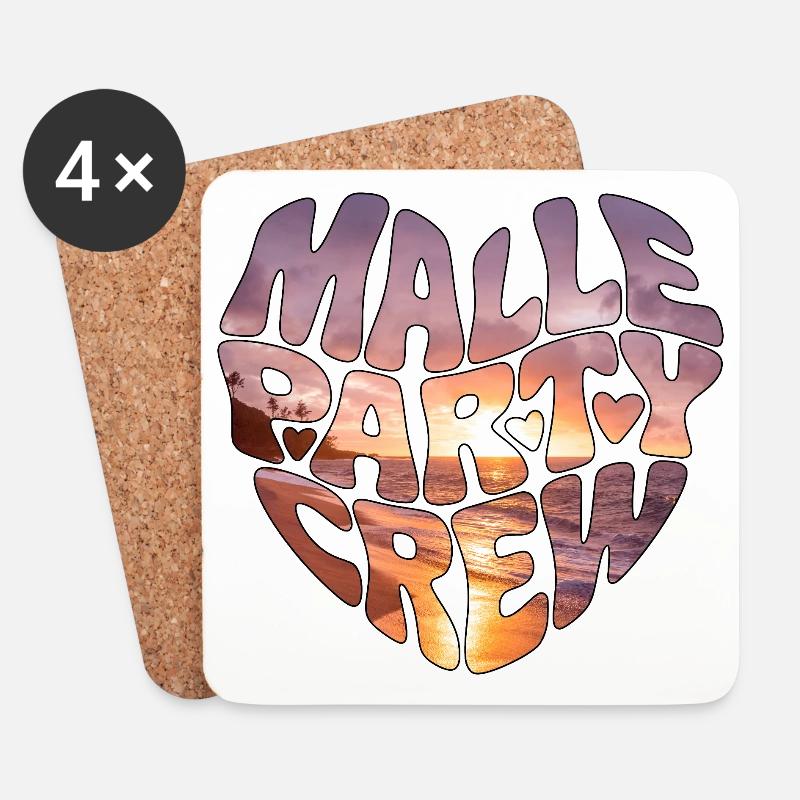 Malle Party Crew - Untersetzer (4er-Set) - Weiß
