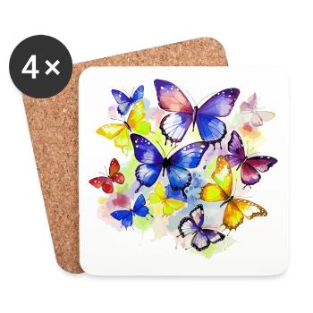 Papillon Coloré Coloré Beau Art Nature - Dessous de verre (lot de 4) - blanc - Devant