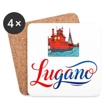 Lugano Port Souvenir - Coasters (set of 4) - white - Front