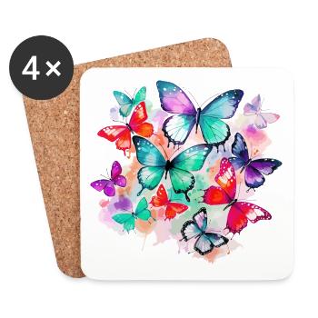 Papillon Coloré Coloré Beau Art Nature - Dessous de verre (lot de 4) - blanc - Devant