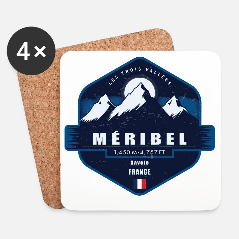 Meribel, Les Trois Vallées , Frankreich - Untersetzer (4er-Set) - Weiß