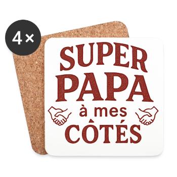Super Dad by My Side - Father's Day - Coasters (set of 4) - white - Front