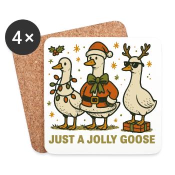 Weihnachten nur eine lustige Gans Lustig - Untersetzer (4er-Set) - Weiß - Vorne