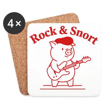 Rock & Snort Pig Guitar - Coasters (set of 4) - white - Front