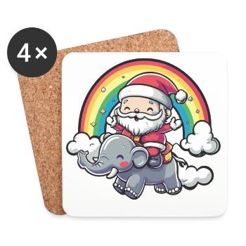 Mammoth Santa Claus Christmas - Coasters (set of 4) - white - Front