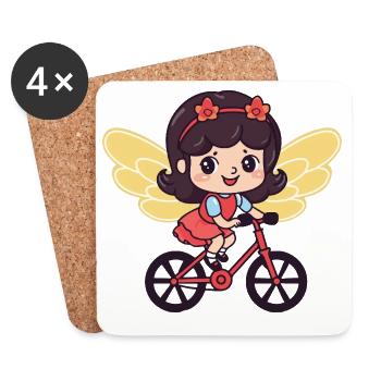 Fee Niedlich Fahrrad Comic - Untersetzer (4er-Set) - Weiß - Vorne