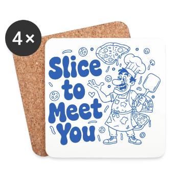 Slice to Meet You – Pizza Chef - Dessous de verre (lot de 4) - blanc - Devant