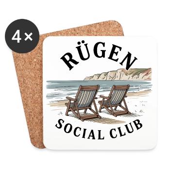 Vacances en mer Baltique à la plage de Rügen - Dessous de verre (lot de 4) - blanc - Devant
