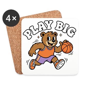 Play Big Bär Basketball - Untersetzer (4er-Set) - Weiß - Vorne
