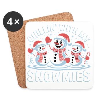 Cute Festive Snowmen Chillin With My Snowmies - Coasters (set of 4) - white - Front