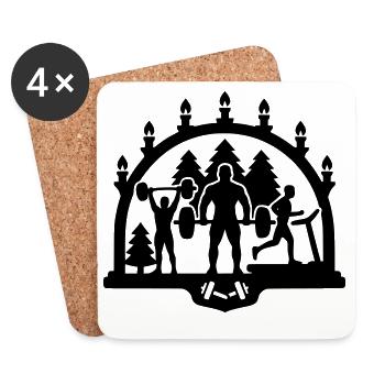Gym Schwibbogen Christmas - Coasters (set of 4) - white - Front