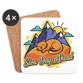 Sleeping cat over Bergen - Coasters (set of 4) - white - Front