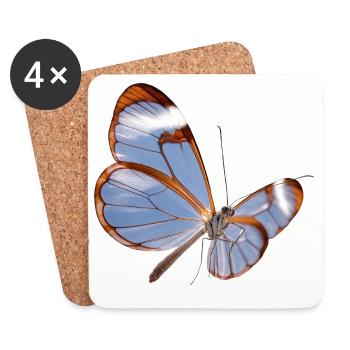 Conception transparente papillon Glasswing - Dessous de verre (lot de 4) - blanc - Devant