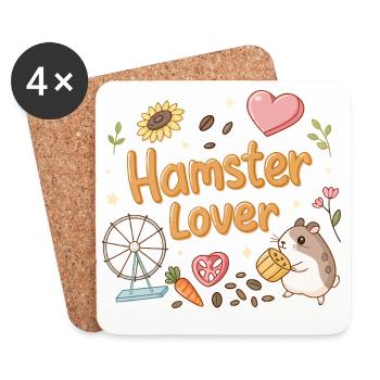 Hamsterliebhaber: Kawaii Sweetness - Untersetzer (4er-Set) - Weiß - Vorne