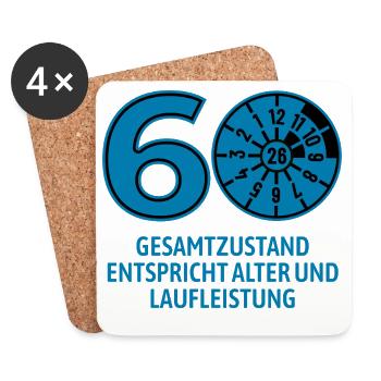 HU Februar 2026 - 60 Jahre - Geburtstag Geschenk - Untersetzer (4er-Set) - Weiß - Vorne