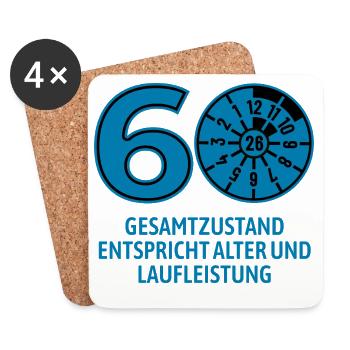 HU Januar 2026 - 60 Jahre - Geburtstag Geschenk - Untersetzer (4er-Set) - Weiß - Vorne