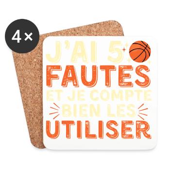 Humour Falls Basketball Gift Men's Basketball Fan - Dessous de verre (lot de 4) - blanc - Devant