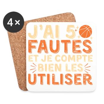 I have five fouls humor basketball - Coasters (set of 4) - white - Front