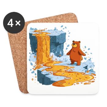 Bär am Lavastrom auf Eis - Untersetzer (4er-Set) - Weiß - Vorne