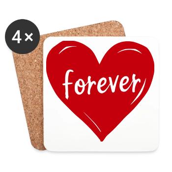 Valentinstag rotes Herz rot Geschenk Valentinstag - Untersetzer (4er-Set) - Weiß - Vorne