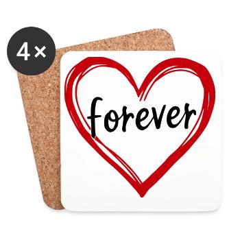 Valentinstag rotes Herz rot Geschenk Valentinstag - Untersetzer (4er-Set) - Weiß - Vorne