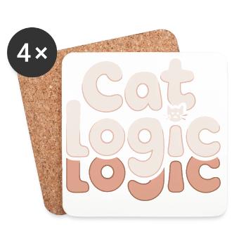  Cat Logic Lustiger Katzen Spruch Für - Untersetzer (4er-Set) - Weiß - Vorne