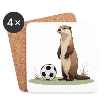 Otter with soccer ball - Coasters (set of 4) - white - Front