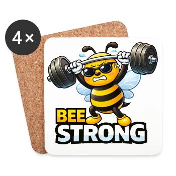 Bee Strong – Motivation pour la forme physique de Funny Bee - Dessous de verre (lot de 4) - blanc - Devant