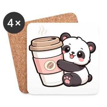 KaffeePanda Kuschelheld - Untersetzer (4er-Set) - Weiß - Vorne