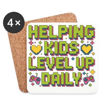 Pediatric OT Helping Kids Level Up School Based OT - Untersetzer (4er-Set) - Weiß - Vorne