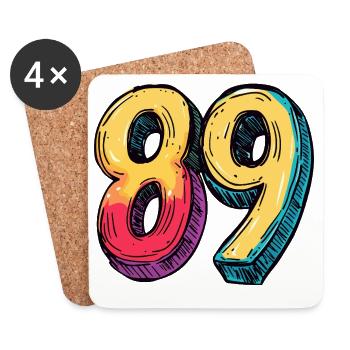 89 Zahl Bunt - Untersetzer (4er-Set) - Weiß - Vorne