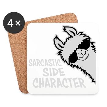 Lama Alpaka Sarcastic Side Character Sarkastisch - Untersetzer (4er-Set) - Weiß - Vorne