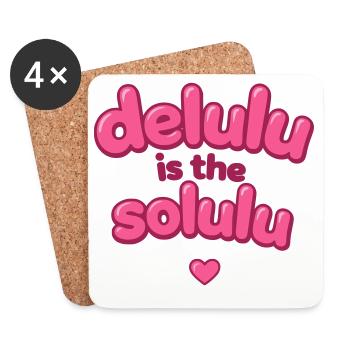 Texte de la bulle rose Delulu - Dessous de verre (lot de 4) - blanc - Devant