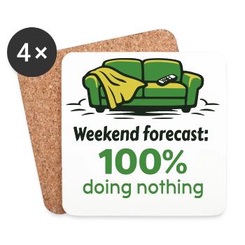 Wochenende Prognose: 100% nichts tun - Untersetzer (4er-Set) - Weiß - Vorne
